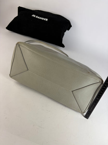 Vintage Jil Structured Pebbled Leather Top-Handle Bag c. 2010 Light Grey