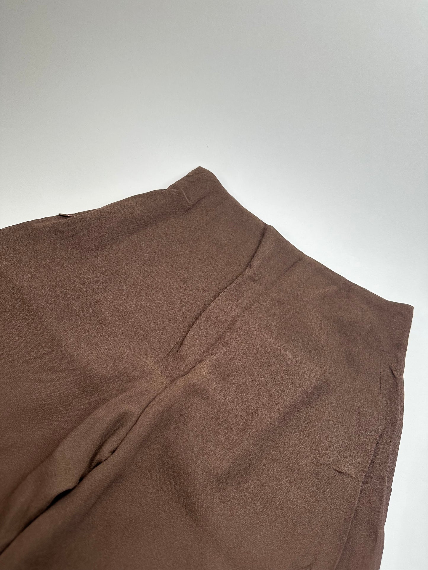 Vintage Givenchy Thin Layered Wide Leg Wool Pants Brown S