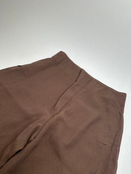 Vintage Givenchy Thin Layered Wide Leg Wool Pants Brown S