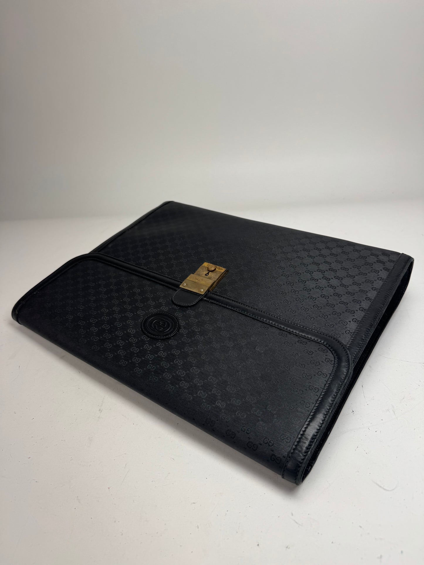 Vintage Gucci Monogram Leather Clutch Black