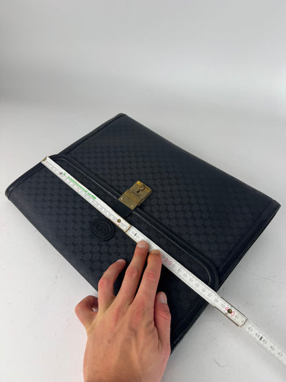 Vintage Gucci Monogram Leather Clutch Black