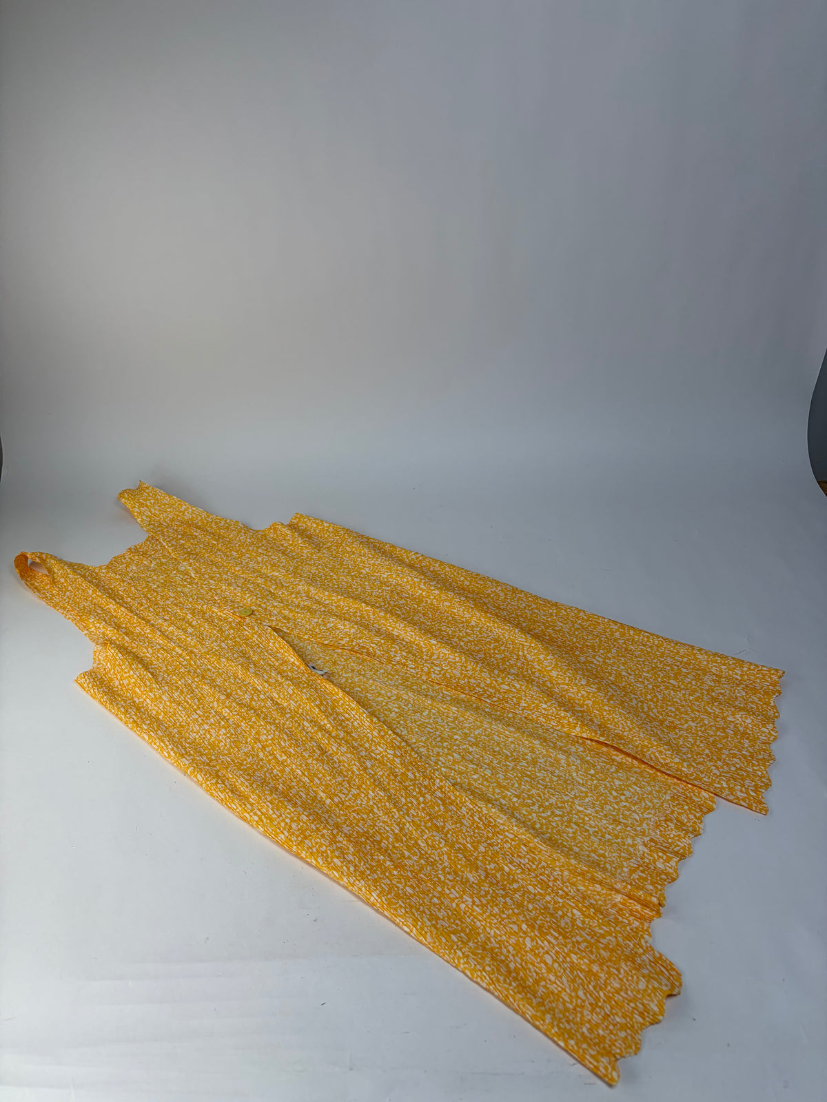 Vintage Issey Miyake Pleated Maxi Dress Yellow White M