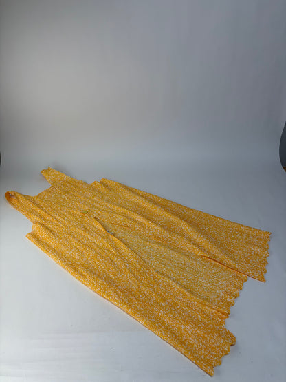 Vintage Issey Miyake Pleated Maxi Dress Yellow White M