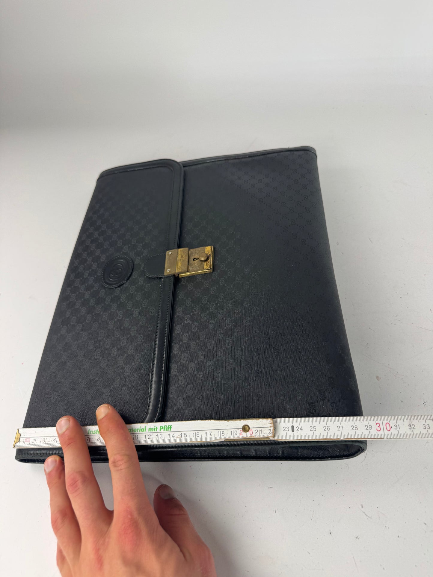 Vintage Gucci Monogram Leather Clutch Black