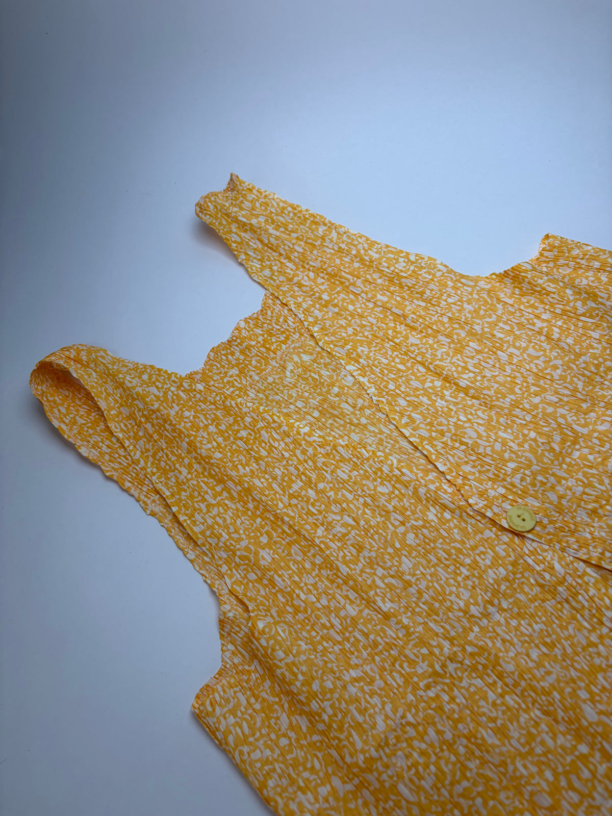 Vintage Issey Miyake Pleated Maxi Dress Yellow White M