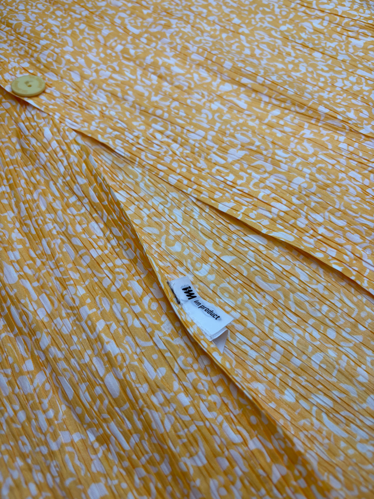Vintage Issey Miyake Pleated Maxi Dress Yellow White M