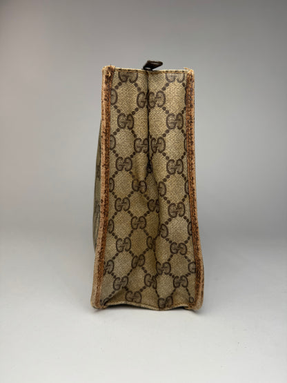 Vintage Gucci Ophidia monogram leather clutch brown gray