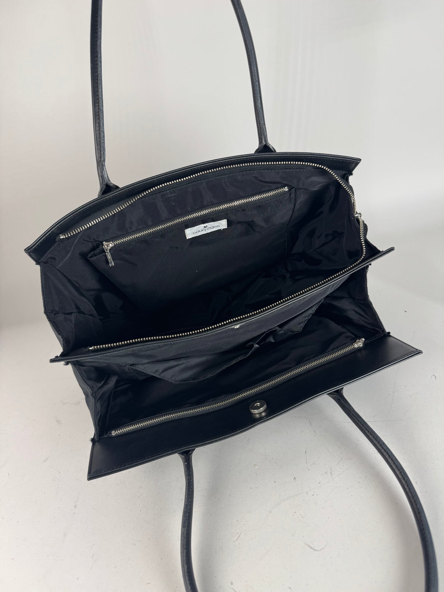 Vintage Courreges Leather Handbag Black