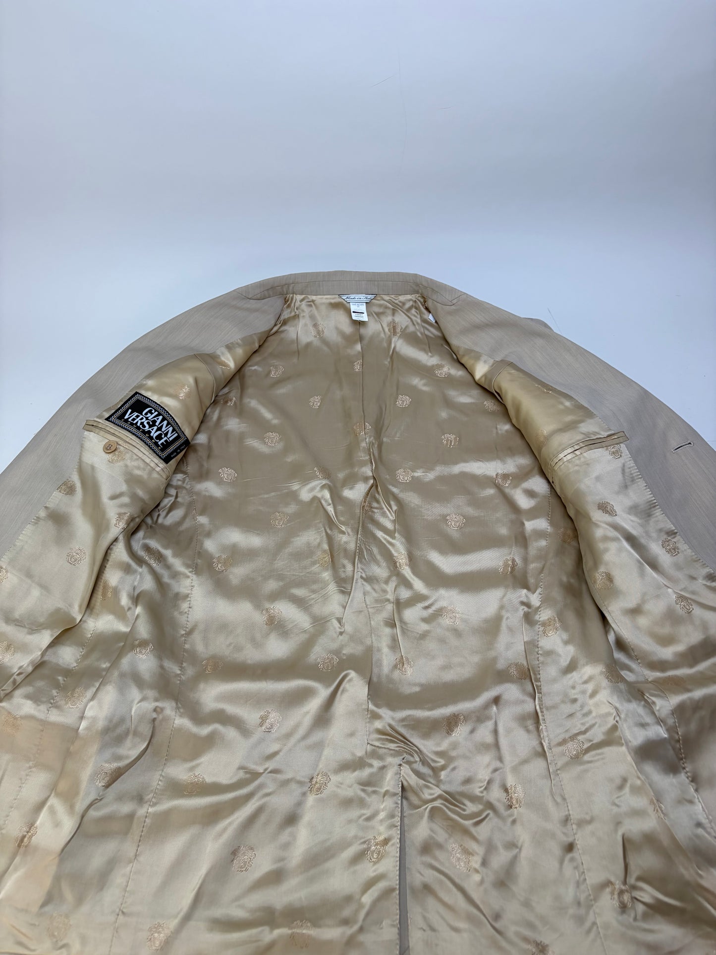 Vintage Gianni Versace Men's Silk Blend Suit Set Beige M