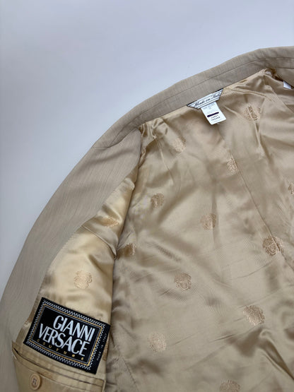 Vintage Gianni Versace Men's Silk Blend Suit Set Beige M