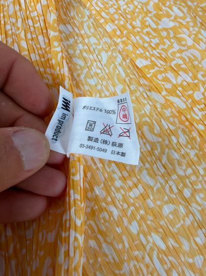 Vintage Issey Miyake Pleated Maxi Dress Yellow White M