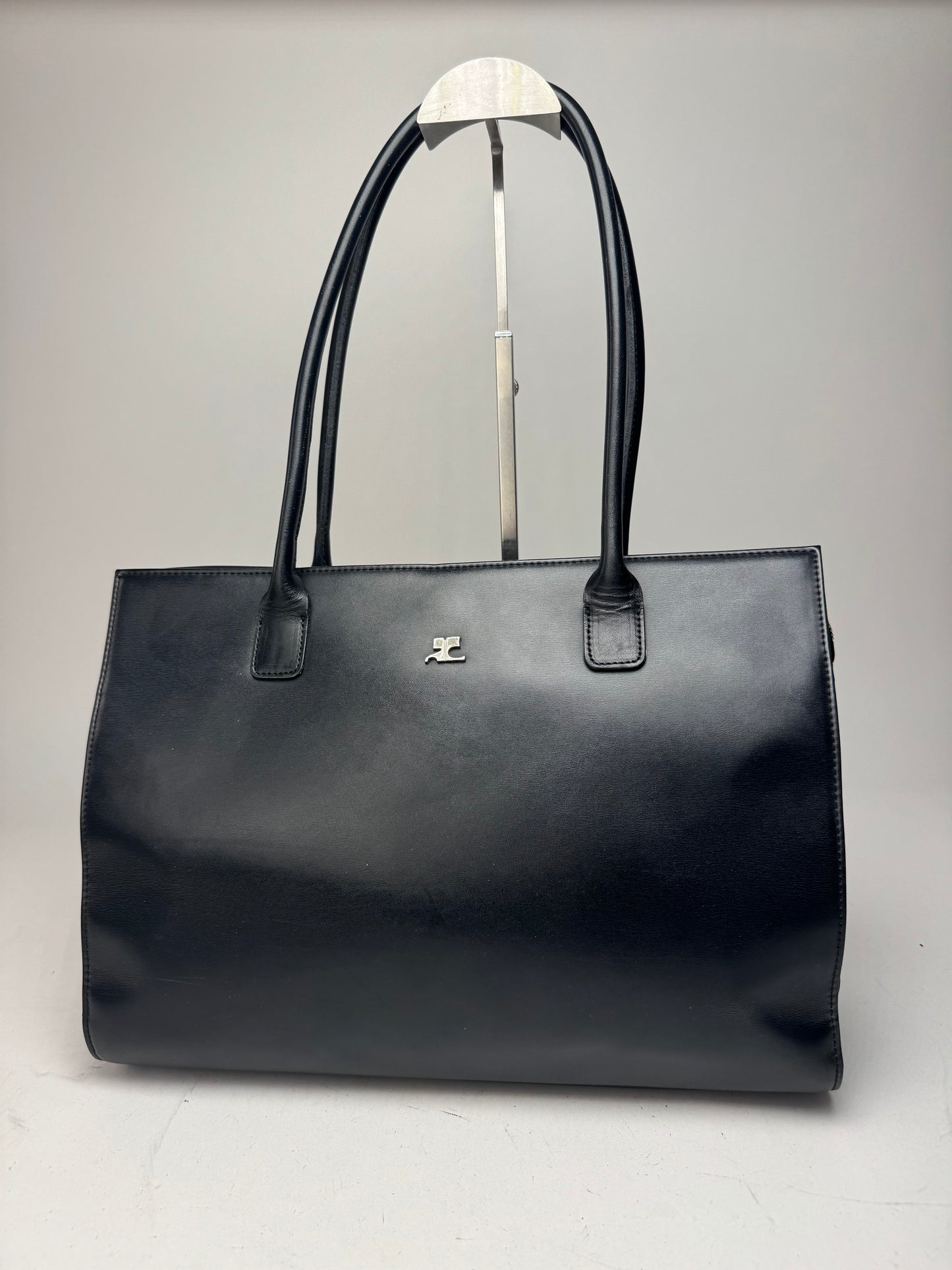 Vintage Courreges Leather Handbag Black
