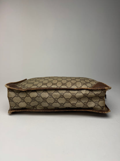Vintage Gucci Ophidia monogram leather clutch brown gray