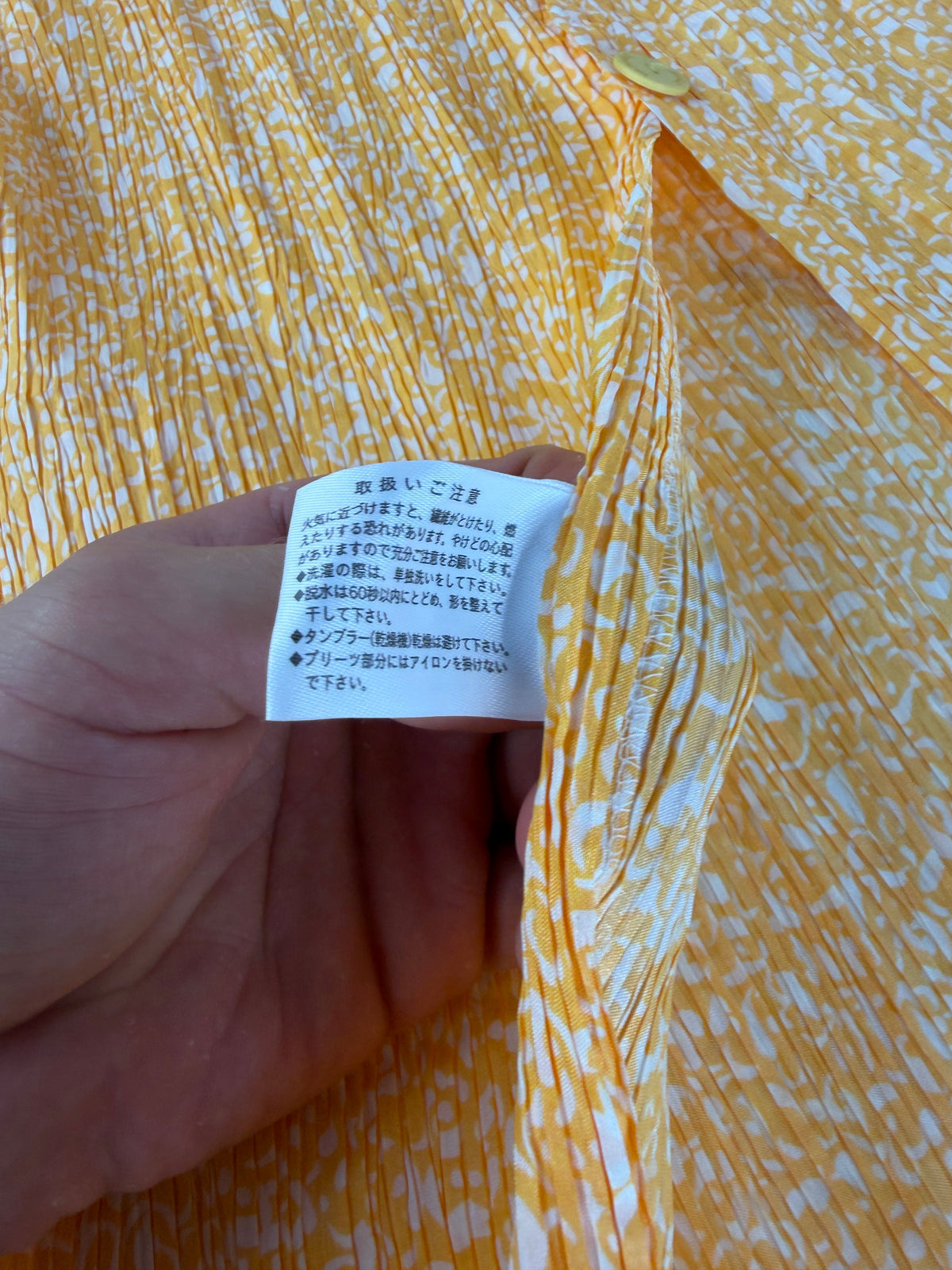 Vintage Issey Miyake Pleated Maxi Dress Yellow White M