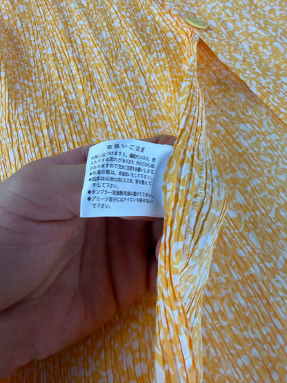 Vintage Issey Miyake Pleated Maxi Dress Yellow White M