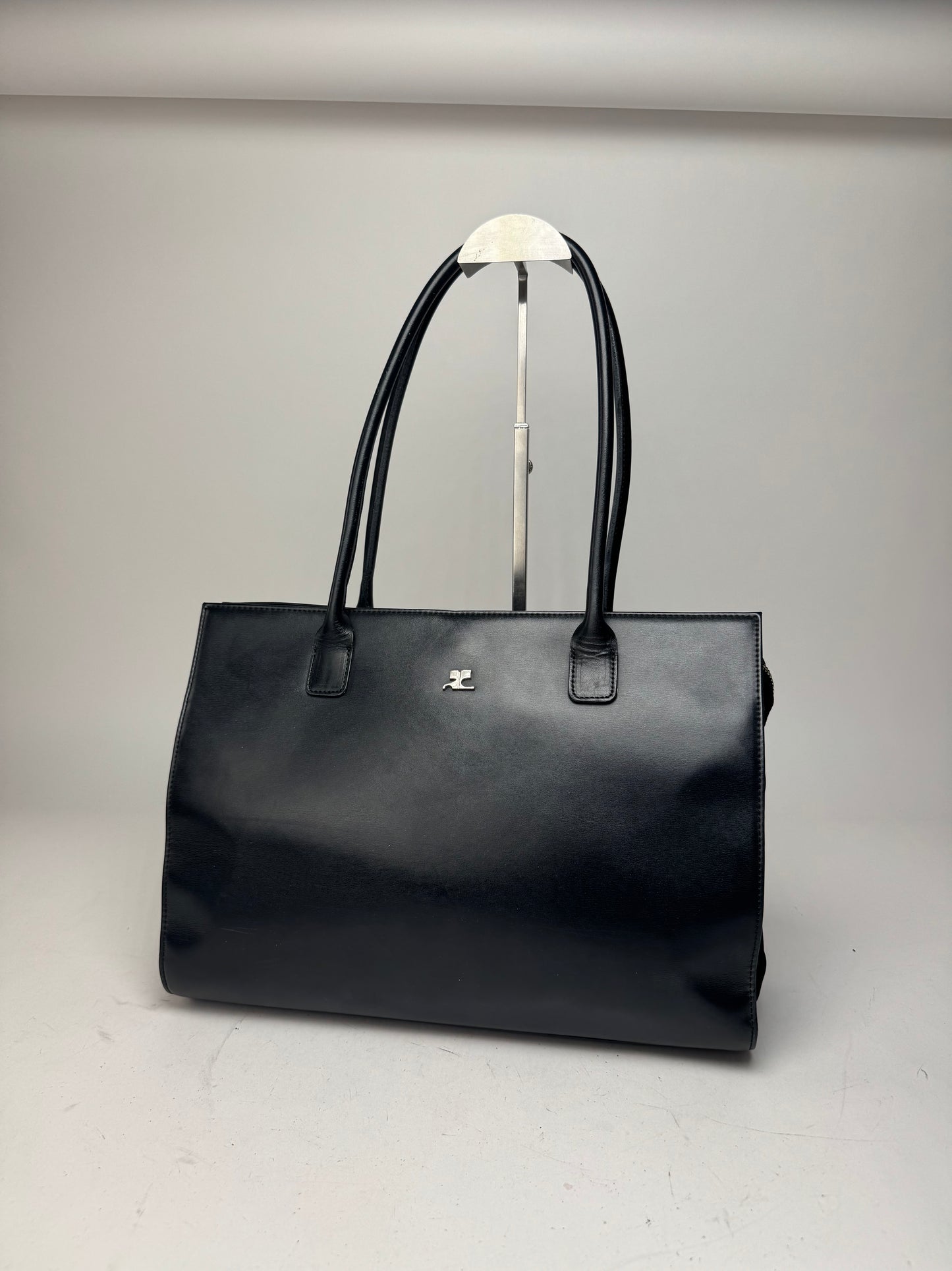 Vintage Courreges Leather Handbag Black