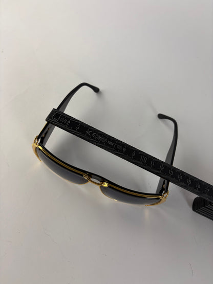 Vintage Givenchy Oversized Shield Sunglasses Late 1980s Black Gold