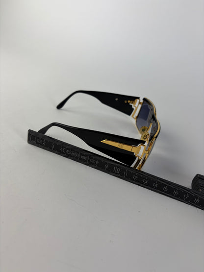 Vintage Givenchy Oversized Shield Sunglasses Late 1980s Black Gold