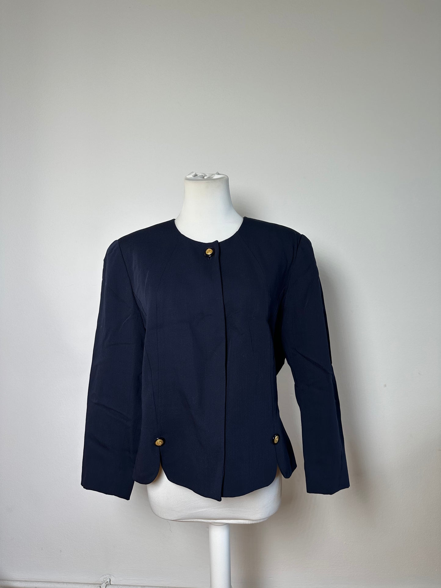 Vintage Balenciaga Silk Blend Jacket Navy Gold Buttons L