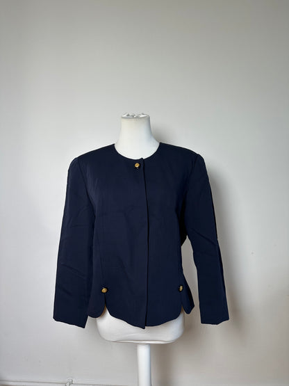 Vintage Balenciaga Silk Blend Jacket Navy Gold Buttons L