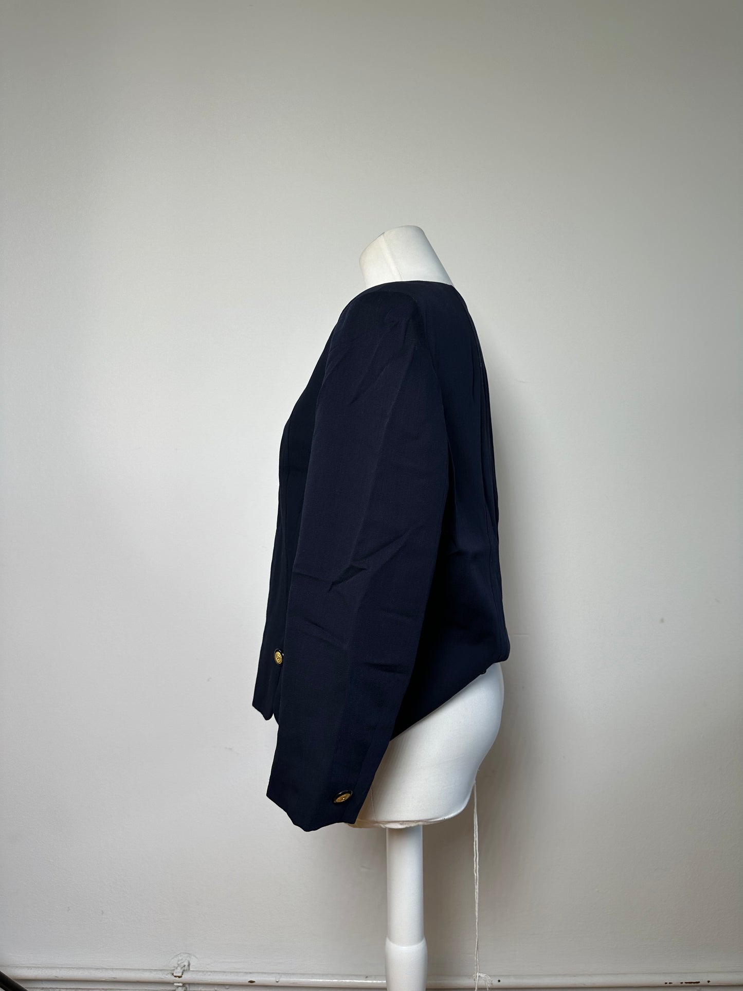 Vintage Balenciaga Silk Blend Jacket Navy Gold Buttons L