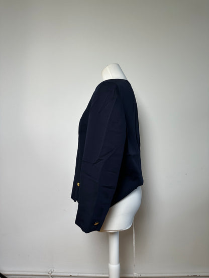 Vintage Balenciaga Silk Blend Jacket Navy Gold Buttons L
