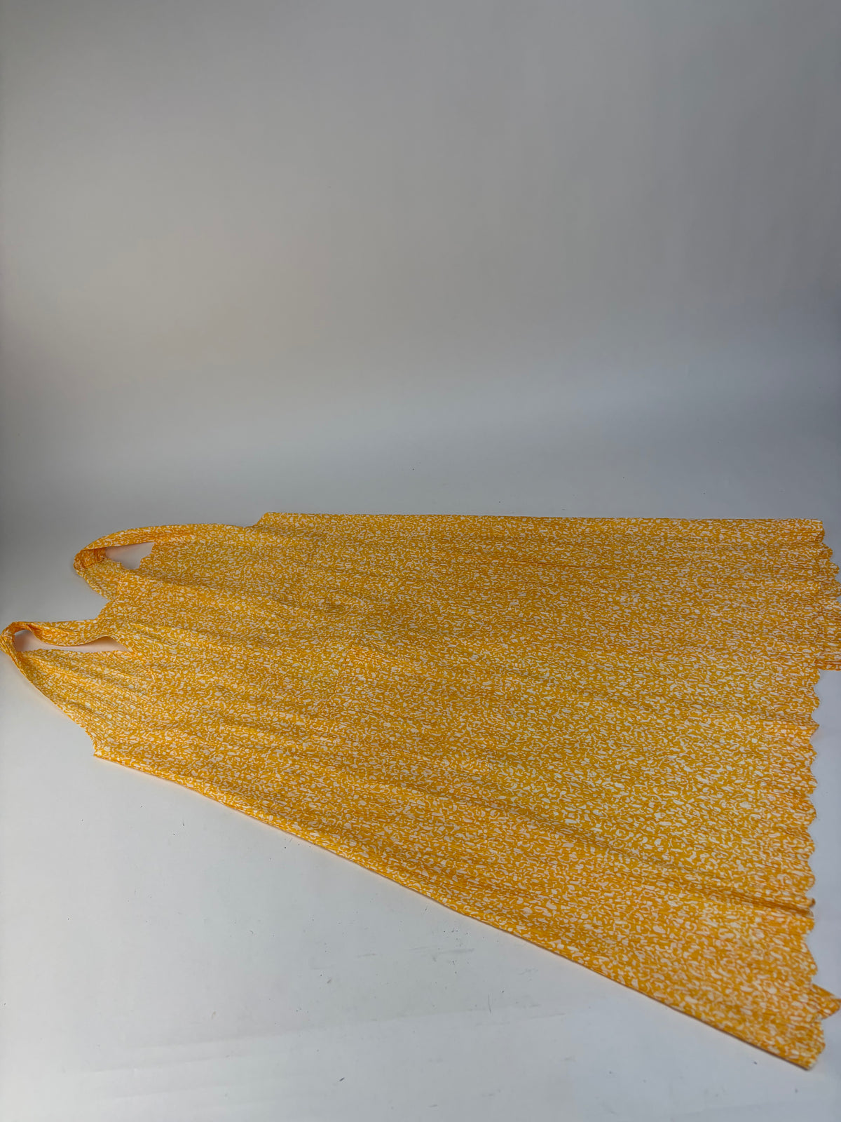 Vintage Issey Miyake Pleated Maxi Dress Yellow White M