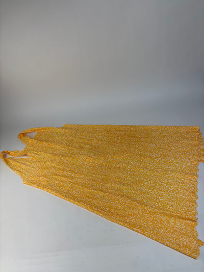 Vintage Issey Miyake Pleated Maxi Dress Yellow White M