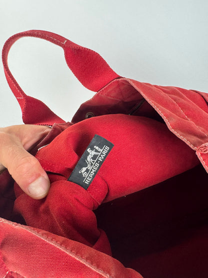 Vintage Hermes Canvas shopper red