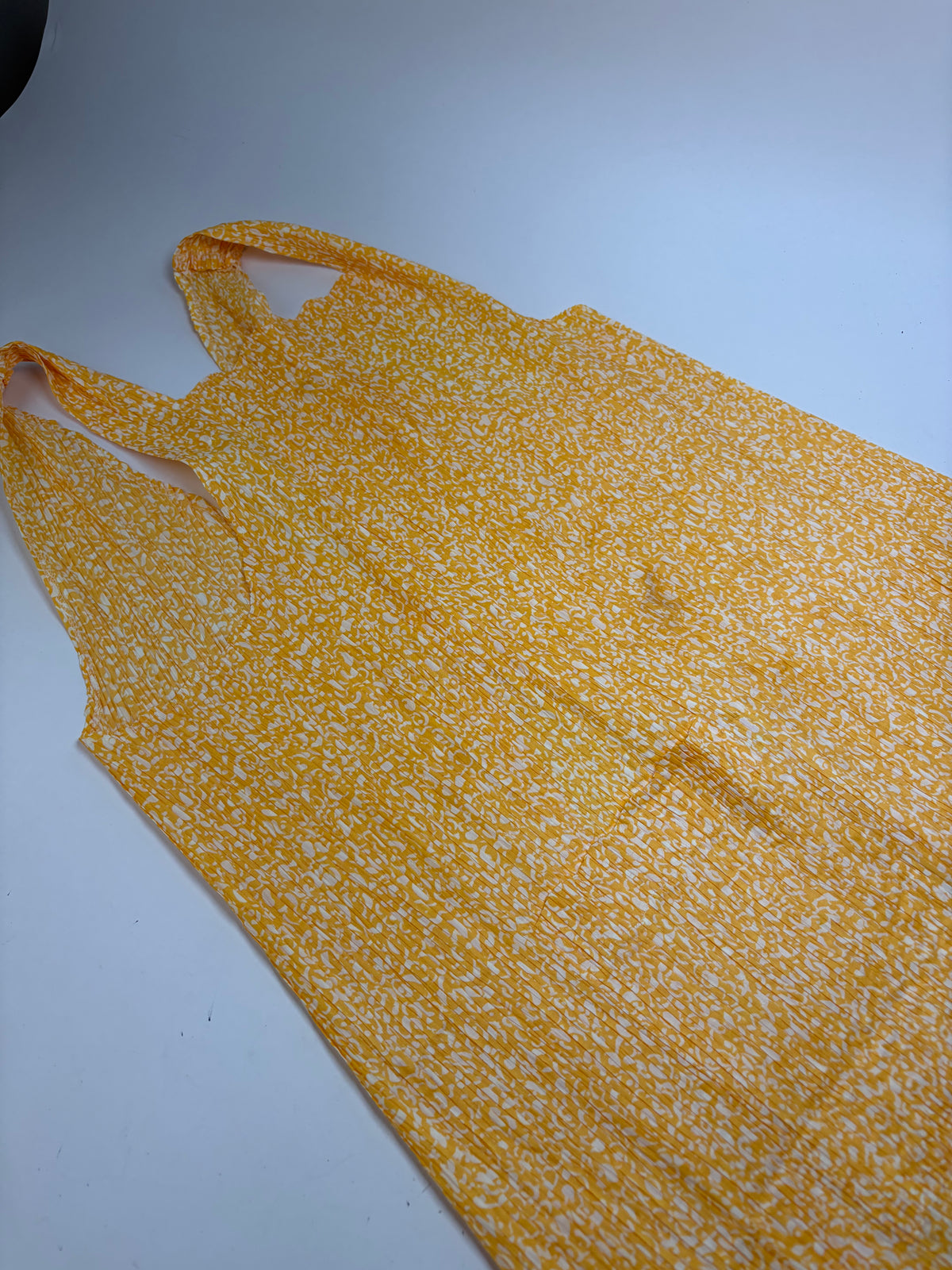 Vintage Issey Miyake Pleated Maxi Dress Yellow White M