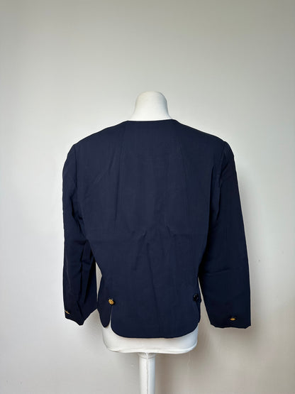 Vintage Balenciaga Silk Blend Jacket Navy Gold Buttons L
