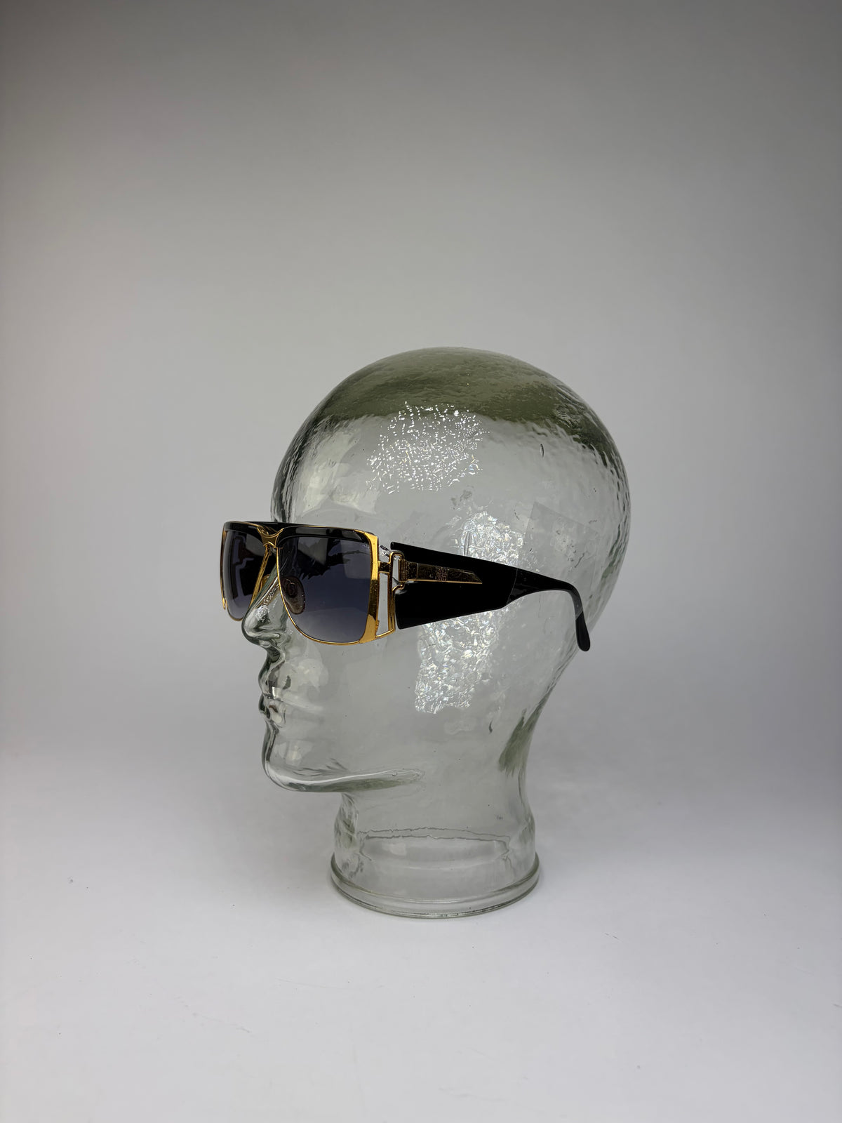 Vintage Givenchy Oversized Shield Sunglasses Late 1980s Black Gold