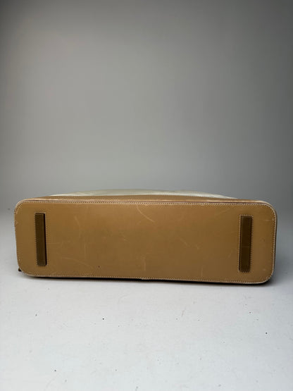 Vintage Prada Polyester / Leather Handbag White Brown