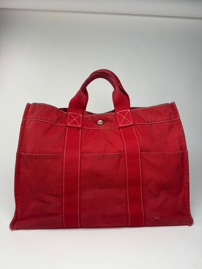 Vintage Hermes Canvas shopper red