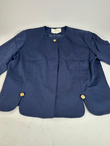 Vintage Balenciaga Silk Blend Jacket Navy Gold Buttons L