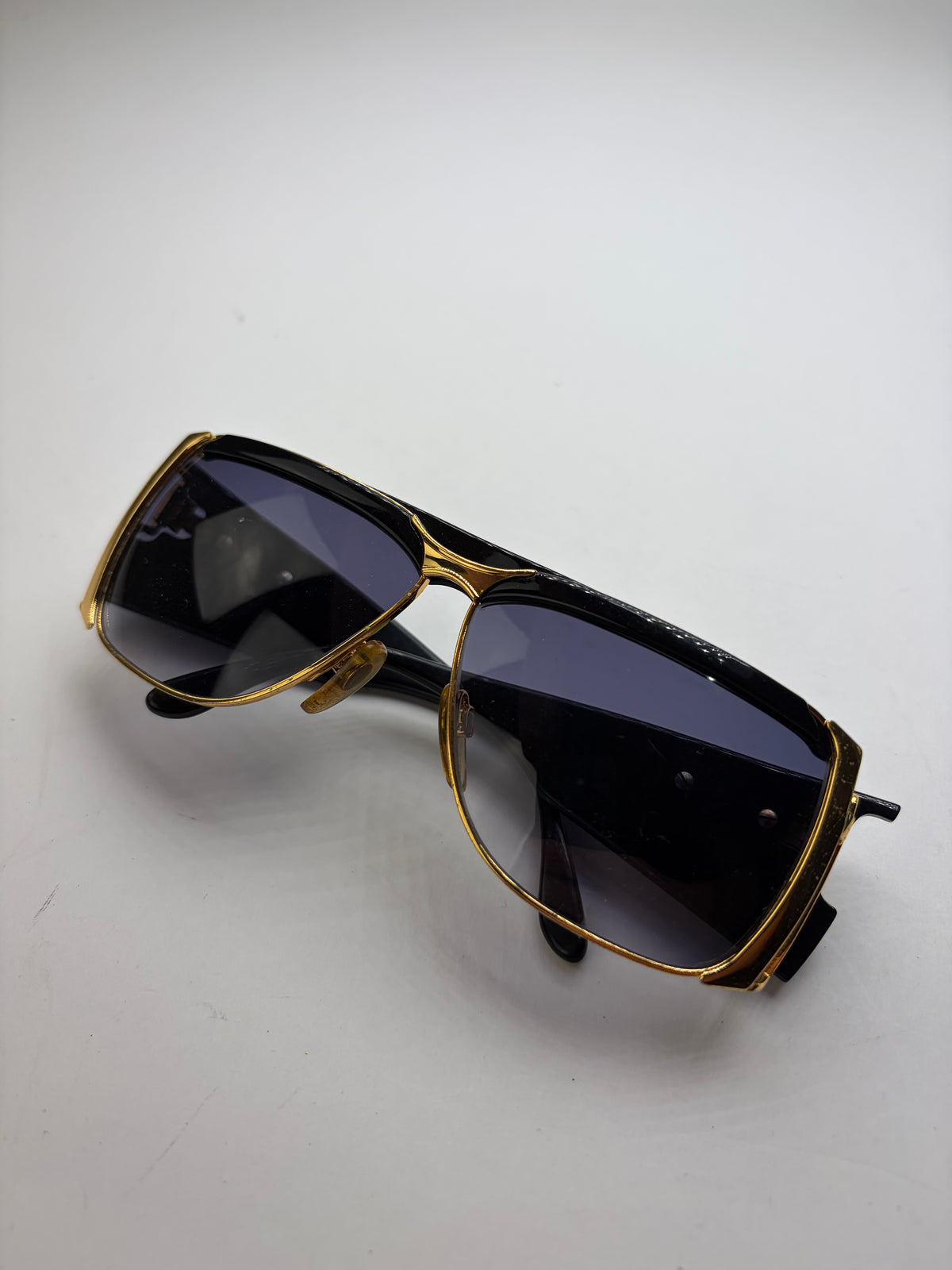 Vintage Givenchy Oversized Shield Sunglasses Late 1980s Black Gold