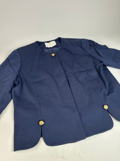 Vintage Balenciaga Silk Blend Jacket Navy Gold Buttons L