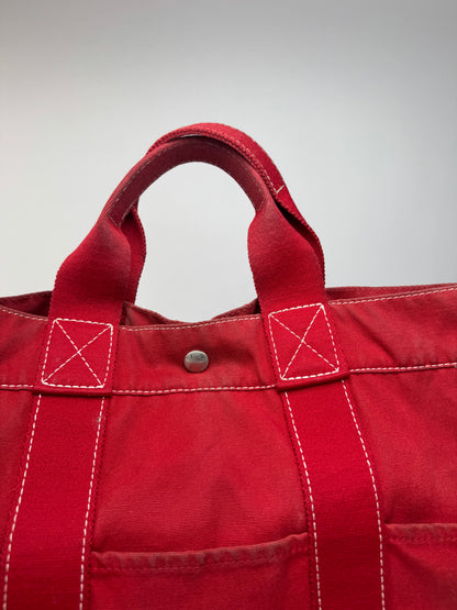 Vintage Hermes Canvas shopper red