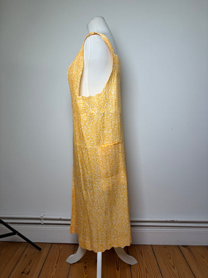 Vintage Issey Miyake Pleated Maxi Dress Yellow White M