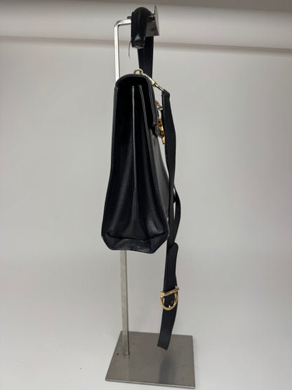 Sac vintage en cuir noir Salvatore Ferragamo 2 voies