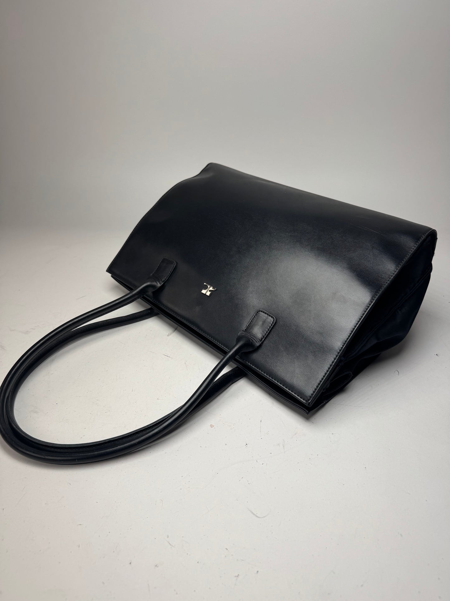 Vintage Courreges Leather Handbag Black