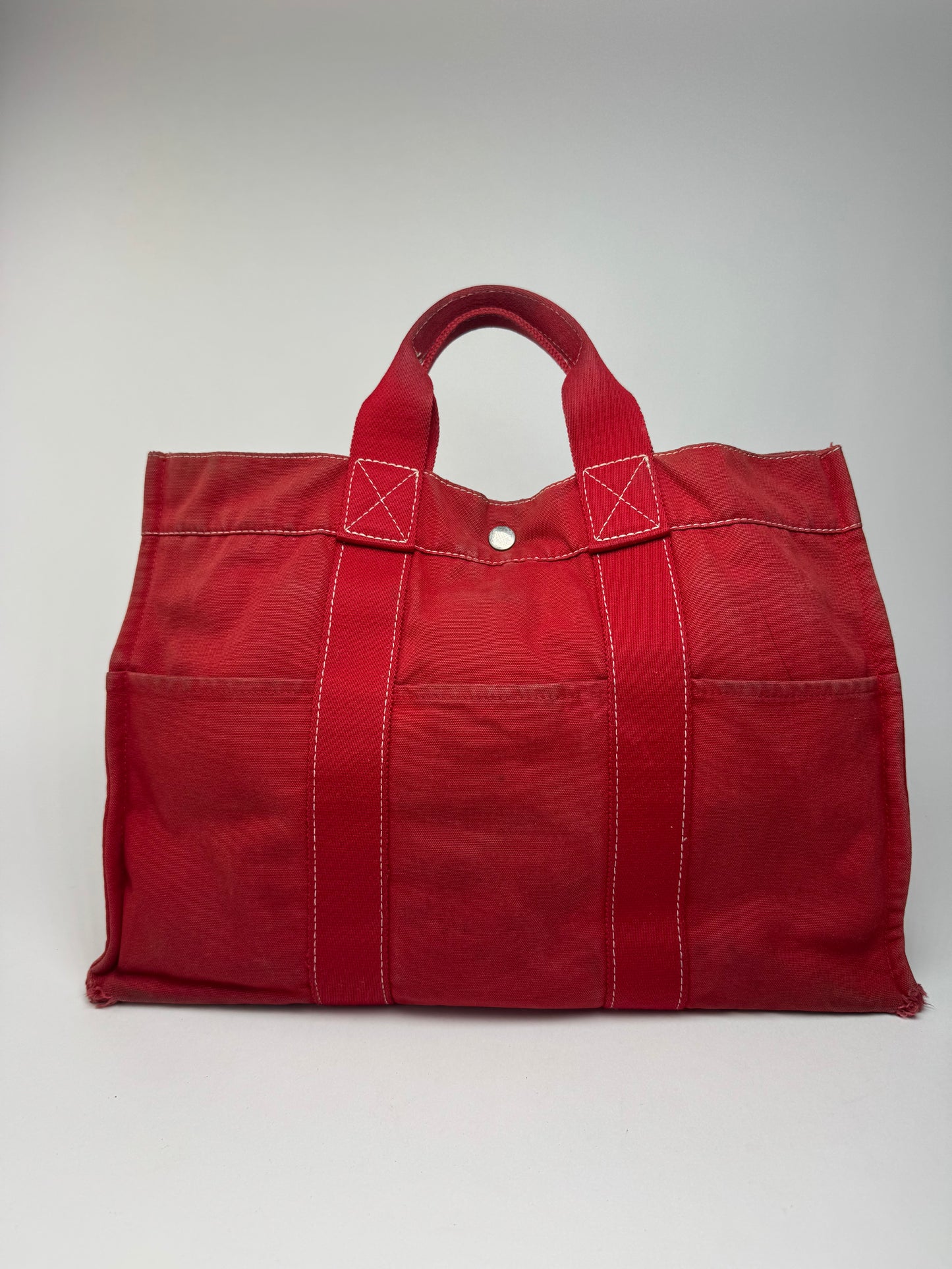 Vintage Hermes Canvas shopper red