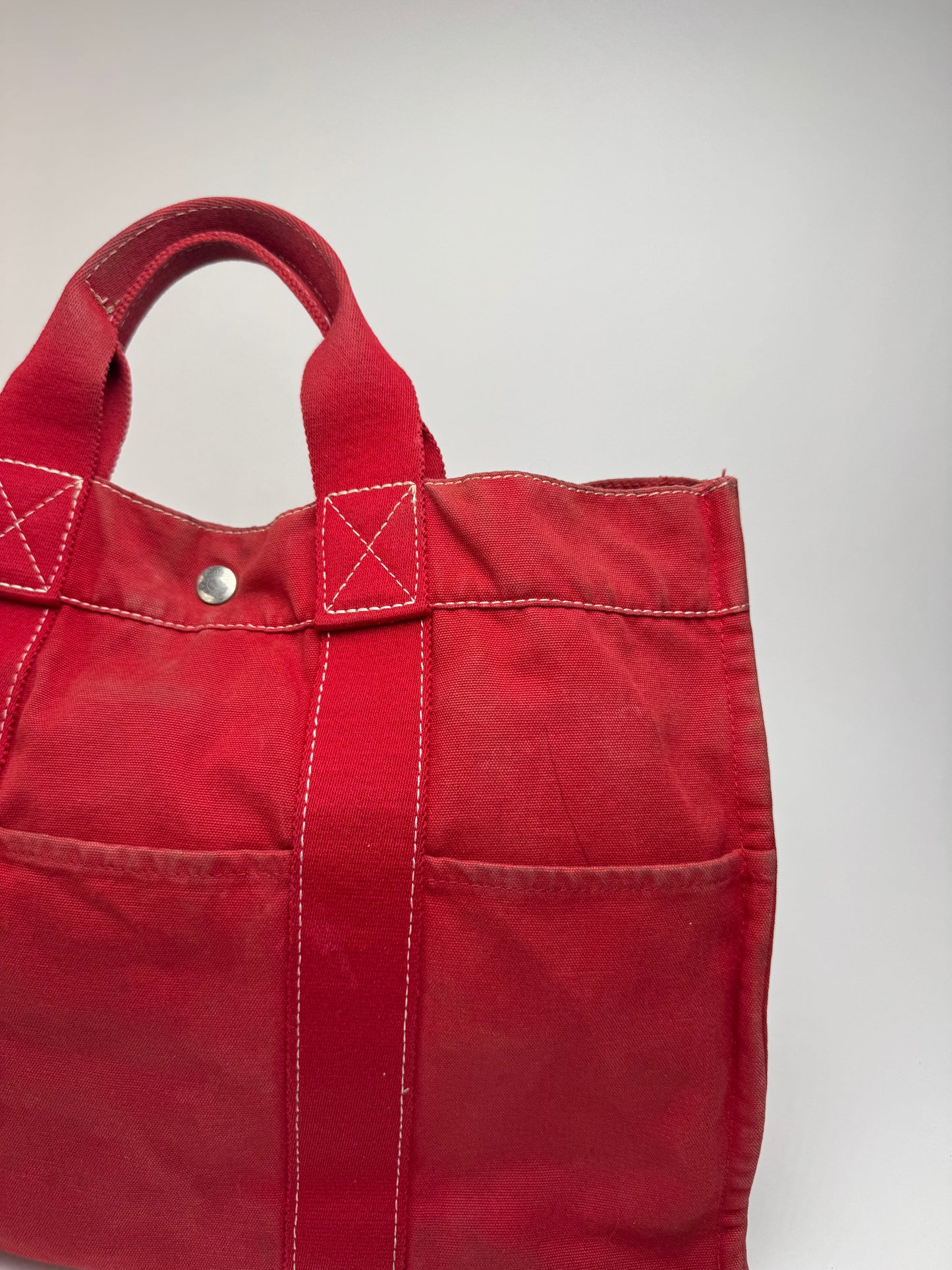 Vintage Hermes Canvas shopper red