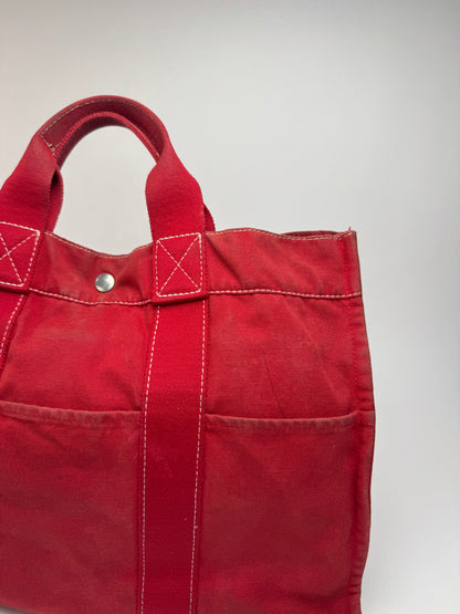 Vintage Hermes Canvas shopper red