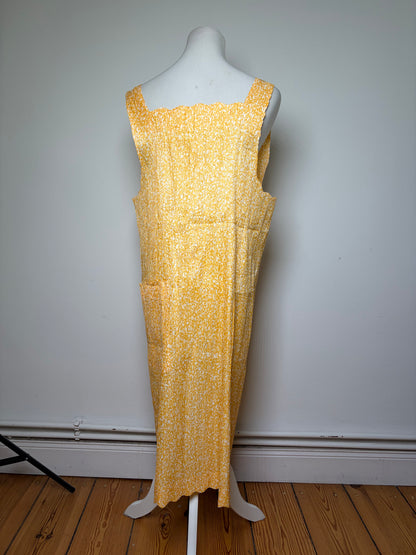 Vintage Issey Miyake Pleated Maxi Dress Yellow White M