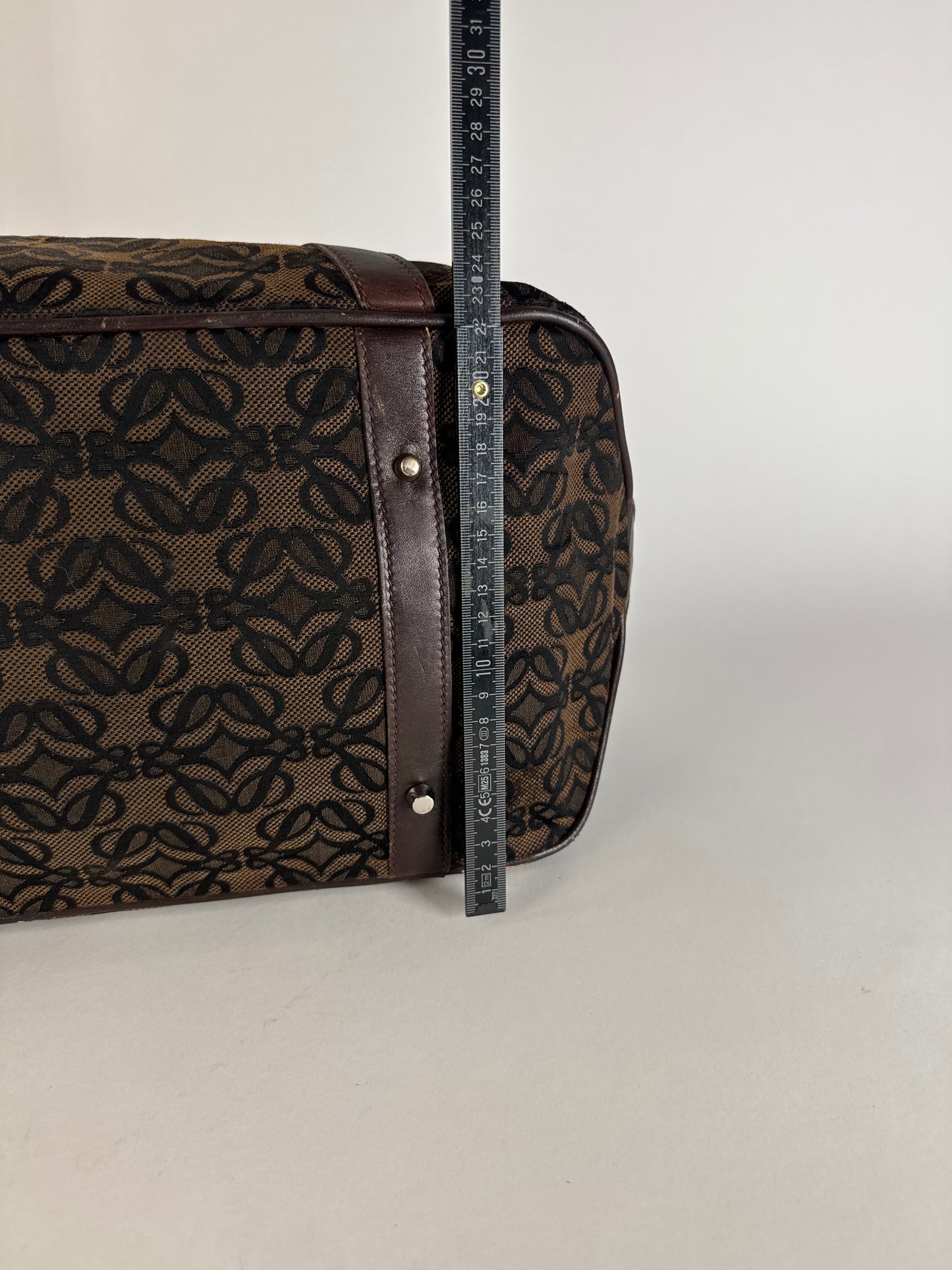 Vintage Loewe Madrid Leather Canvas Monogram Travel Bag Brown Black