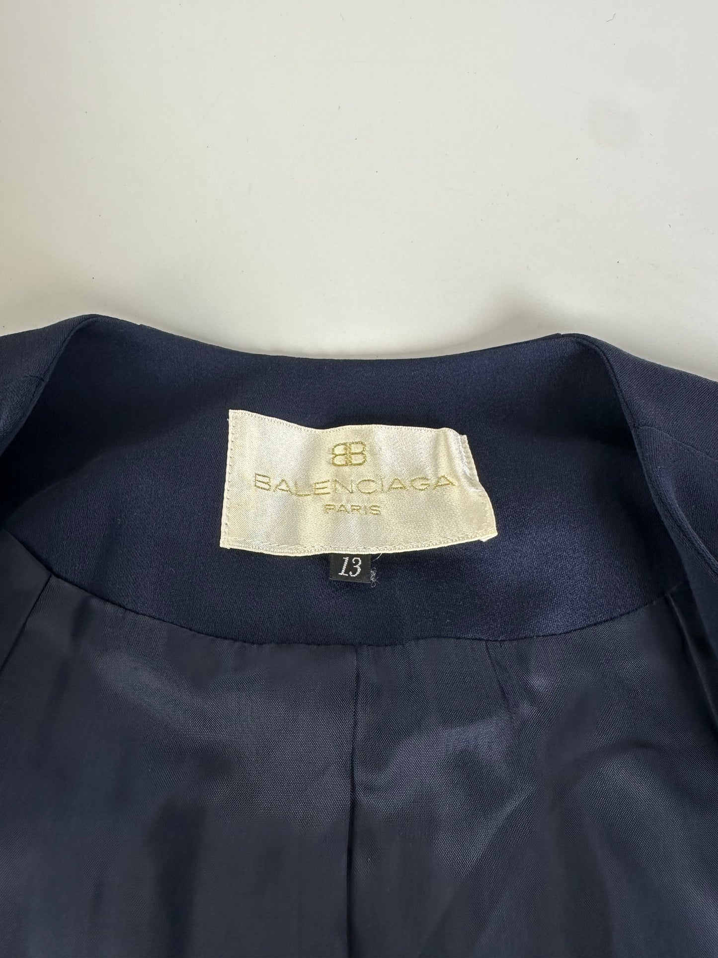 Vintage Balenciaga Silk Blend Jacket Navy Gold Buttons L