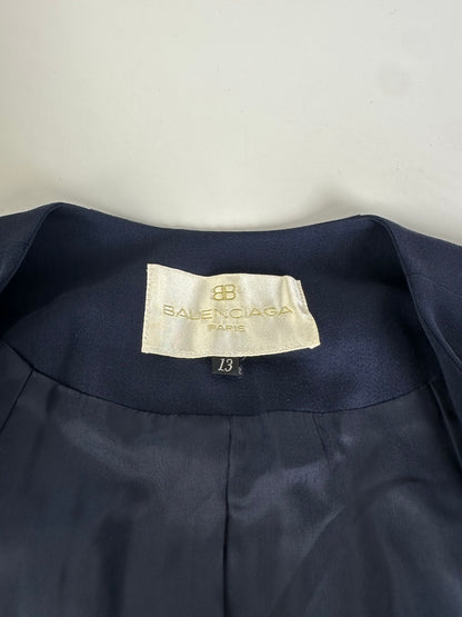 Vintage Balenciaga Silk Blend Jacket Navy Gold Buttons L