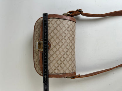 Vintage Celine Macadam Canvas Crossbody Bag Beige Brown