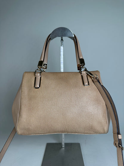 Vintage Coach Textured Leather Handbag Light Beige Gold